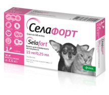 Краплі Selafort Селафорт Спот Он для котів та собак до 2.5 кг від бліх кліщів та гельмінтів (15мг 0.25мл) - 1 шт