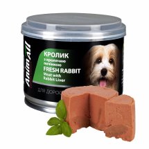 Вологий корм Animall Dog з кролем та кролячою печінкою для собак - 195 г