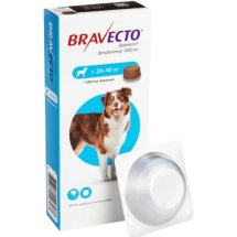 Таблетка Bravecto Бравекто для собак 20-40 кг від бліх та кліщів на 3 місяці 1000 мг - 1 шт