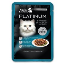 Вологий корм Animall Cat PLATINUM Пауч для дорослих котів з Тріскою та Травами в соусі - 85 г - 85 г