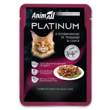 Вологий корм Animall Cat PLATINUM Пауч для дорослих котів з Яловичиною та Травами в соусі - 85 г - 85 г