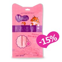 Ласощі Mavsy Creamy Treats Chicken with Salmon Кремові ласощі для котів з куркою та лососем - 5х15г - 15 шт