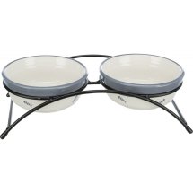 Миски Trixie для котів Eat on Feet подвійні керамічні на металевій підставці 2x300 мл/12 см - 1 шт