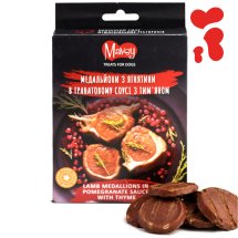Ласощі Mavsy Refined jerky Lamb Medallions in Pomegranate Sauce with Thyme медальйони з ягнятини в ганатовому соусі з тим’яном - 100 г