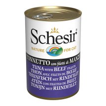 Вологий корм Schesir Cat Tuna with Beef Fillets ТУНЕЦЬ З ФІЛЕ ЯЛОВИЧИНИ в желе для котів - 140 г