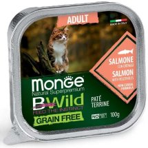 Вологий корм Monge Cat Bwild Grain Free Wet Adult лосось з овочами - 100 г