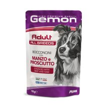 Вологий корм Gemon Dog Wet Adult шматочки з яловичиною та шинкою - 100 г