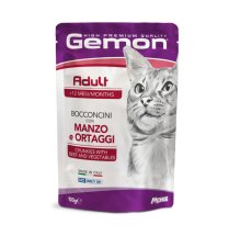 Вологий корм Gemon Cat Adult шматочки з яловичиною та овочами - 100 г