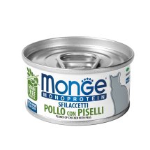 Вологий корм Monge Cat MONOPROTEIN м'ясні пластівці курка з горошком - 80 г