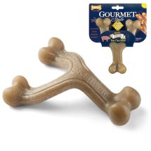 Іграшка жувальна Nylabone Gourmet Wishbone Bacon ГУРМЕ ПОТРІЙНА для собак смак бекону - L