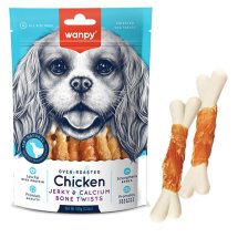 Ласощі Wanpy Dog Chicken Jerky & Calcium Bone Twists КІСТКА З В’ЯЛЕНОЮ КУРКОЮ ТА КАЛЬЦІЄМ для собак - 100 г