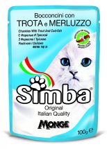 Вологий корм Monge SIMBA Cat Wet форель і тріска - 100 г