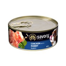 Вологий корм Savory Dog для цуценят усіх порід з кроликом і куркою - 100 г