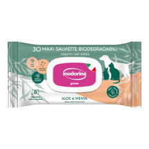 Вологі біорозкладні серветки Indorina Salv Green aloe vera and mint з м'ятою та Алое Вера для собак котів та гризунів - 30 шт