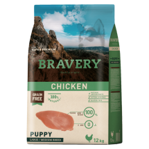 BRAVERY Dog Chicken Puppy Large/Medium сухий корм для цуценят cередніх та великих порід з куркою - 12 кг