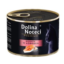 Вологий корм Dolina Noteci CAT Premium Для котів м'ясні шматочки в соусі з лососем - 400 г - 185 г