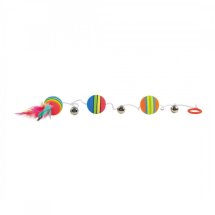 Іграшка Trixie для котів М'ячики кольорові з дзвіночками та пір'ям на гумці спінена гума 3,5х80 см - 1 шт - 1 шт