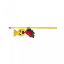 Іграшка Trixie для котів Вудочка зі смайликом та пір'ям плюш/пластик 50 см - 1 шт - 1 шт