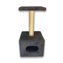 Дряпка Природа Д1 для котів з будкою 32x32x65 см - Сірий - Капучино