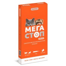 Краплі Provet МЕГАСТОП УЛЬТРА для котів та тхорів усіх порід до 4 кг 1 піпетка - 0.4 мл - 0.4 мл