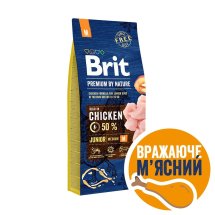 Сухий корм Brit Premium Dog Junior M для цуценят та юніорів середніх порід, з куркою - 15 кг