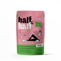 Корм вологий Half&Half для кошенят, шматочки з індичкою у желе у формі пауча - 100 г - 100 г