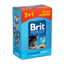 Набір паучів "3+1" для кошенят Brit Premium Cat pouch Chicken Chunks for Kitten з куркою - 100 г