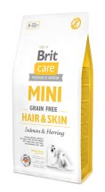 Сухий корм Brit Care GF Mini Hair & Skin для собак мініатюрних порід, для шкіри та шерсті, з лососем та оселедцем - 7 кг