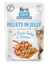 Вологий корм Brit Care Cat Pouch для котів, в желе, ніжна індички з креветками - 85 г