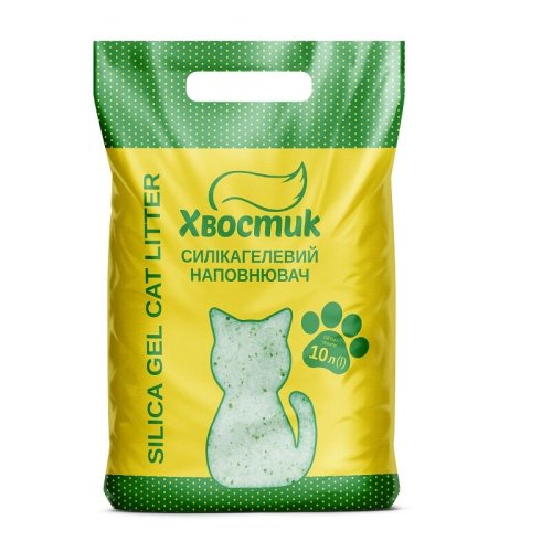 Наповнювач Хвостик Силікагель дрібний з зеленими гранулами - 7.2 л - 10 л