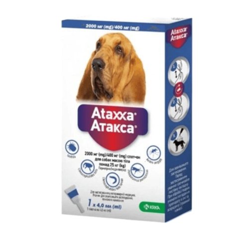 Краплі Ataxxa Атакса Спот Он для собак від 25 кг від блох та кліщів - 4 мл
