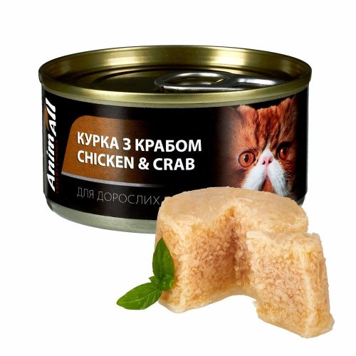 Вологий корм Animall Cat курка з крабом для котів - 85 г - 85 г