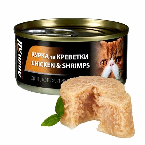 Вологий корм Animall Cat курка з креветками для котів - 85 г - 85 г