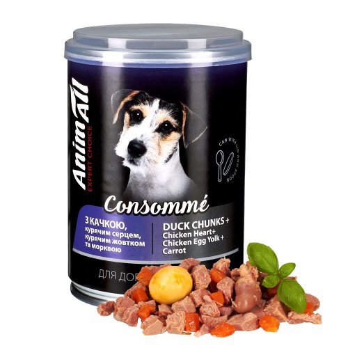 Вологий корм Animall Dog Soup з качкою, курячим серцем і курячим жовтком для собак - 375 г