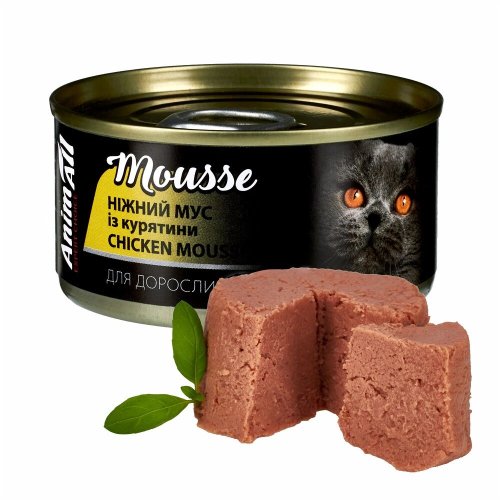 Вологий корм Animall Cat для котів Ніжний мус із курятини