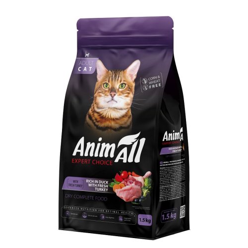 Сухий корм Animall Cat для котів зі свіжою індичкою та качкою - 400 г - 1.5 кг