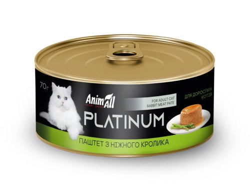 Вологий корм Animall Cat Platinum для дорослих котів, ніжний паштет з кролика - 70 г - 70 г