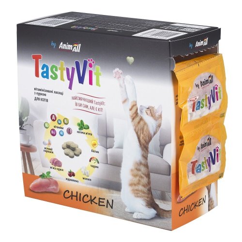 Ласощі Animall Cat ТейстіВіт для котів з куркою (50 пак. по 12 шт) - 600 шт - 600 шт