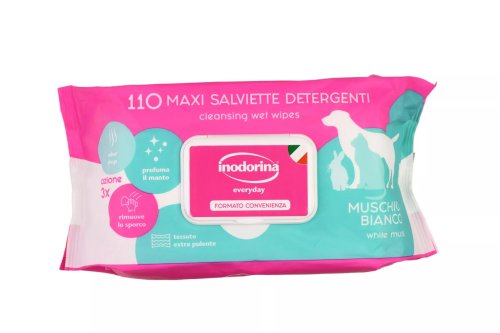 Вологі серветки Inodorina Everyday Muschio Bianco для всіх типів шерсті котів собак та кроликів з ароматом білого мускусу - 110 шт