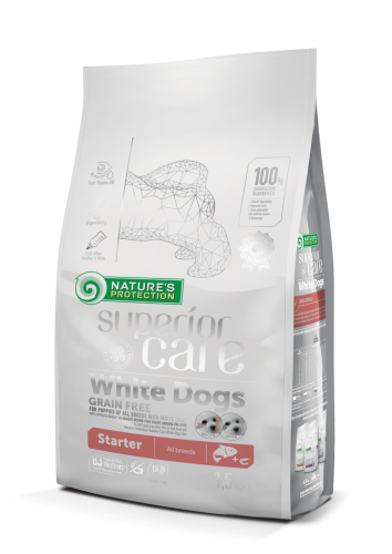 Сухий корм Nature's Protection Dog SC White Grain Free Starter All Breeds Беззерновий стартер для усіх порід Біла Шерсть з Лососем - 1.5 кг