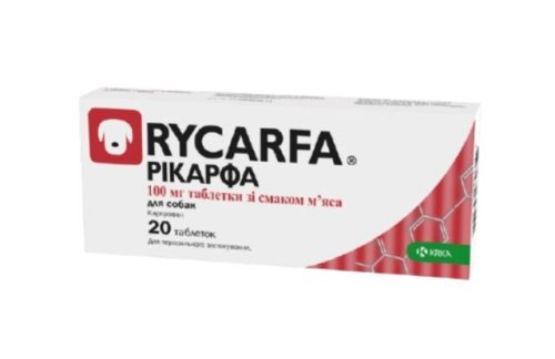 Таблетки Rycarfa Рікарфа протизапальні для собак зі смаком м'яса 20 таб - 100 мг