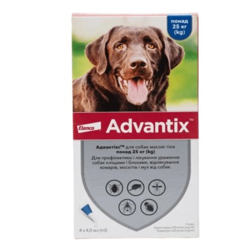 Краплі Advantix АДВАНТІКС для собак більше 25 кг від бліх та кліщів 4 мл - 1 шт