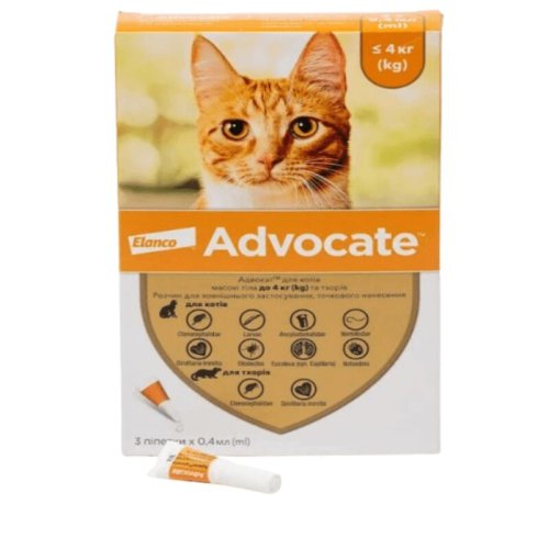 Краплі Advocate АДВОКАТ для котів 4-8 кг від бліх кліщів і глистів - 1 шт - 1 шт
