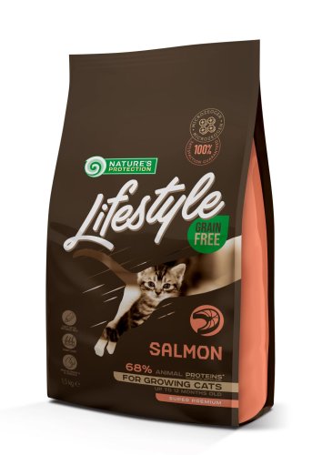 Сухий корм Nature's Protection Cat Lifestyle Grain Free Kitten (Salmon) Беззерновий для кошенят з Лососем - 7 кг - 1.5 кг