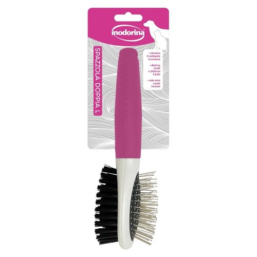 Щітка Inodorina Double Dog Brush двостороння для собак та котів - L