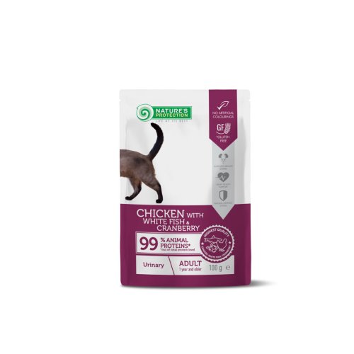 Пауч Nature’s Protection Cat Urinary, Chicken with White Fish & Cranberry - 100 г - 100 г