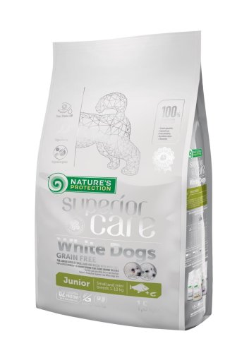 Сухий корм Nature's Protection Dog SC White Grain Free Junior Small and Mini Breeds (White Fish) Беззерновий для цуценят та юніорів дріб. порід Біла Шерсть з Білою Рибою - 1.5 кг