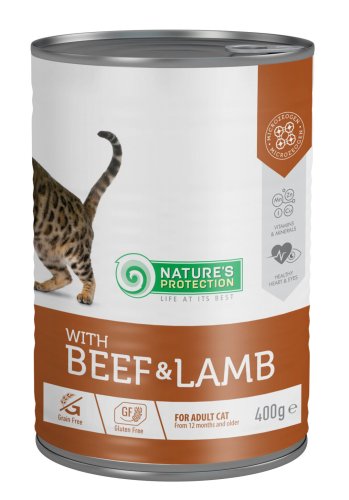 Вологий корм Nature's Protection Cat Adult Beef & Lamb для котів з яловичиною і ягням - 400 г - 400 г