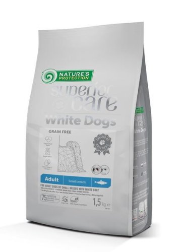 Сухий корм Nature's Protection Dog SC Whites Grain Free Adult Small and Mini Breeds (Herring) Беззерновий для дорослих собак дріб. порід Біла Шерсть з Оселедцем - 1.5 кг
