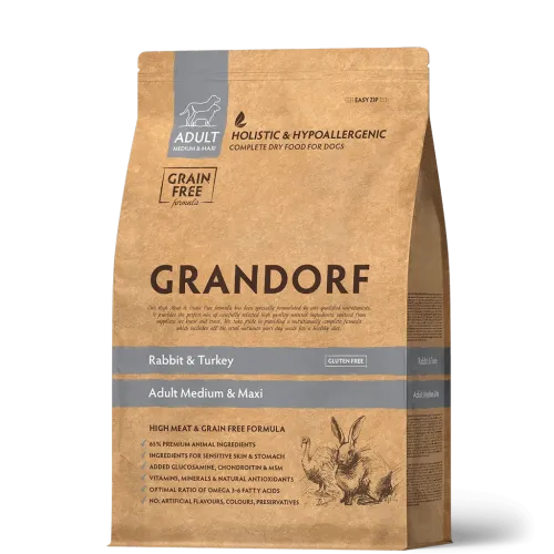 Сухий корм Grandorf Dog Medium Maxi Rabbit Turkey для собак середніх та крупних порід кролик та індичка - 1 кг
